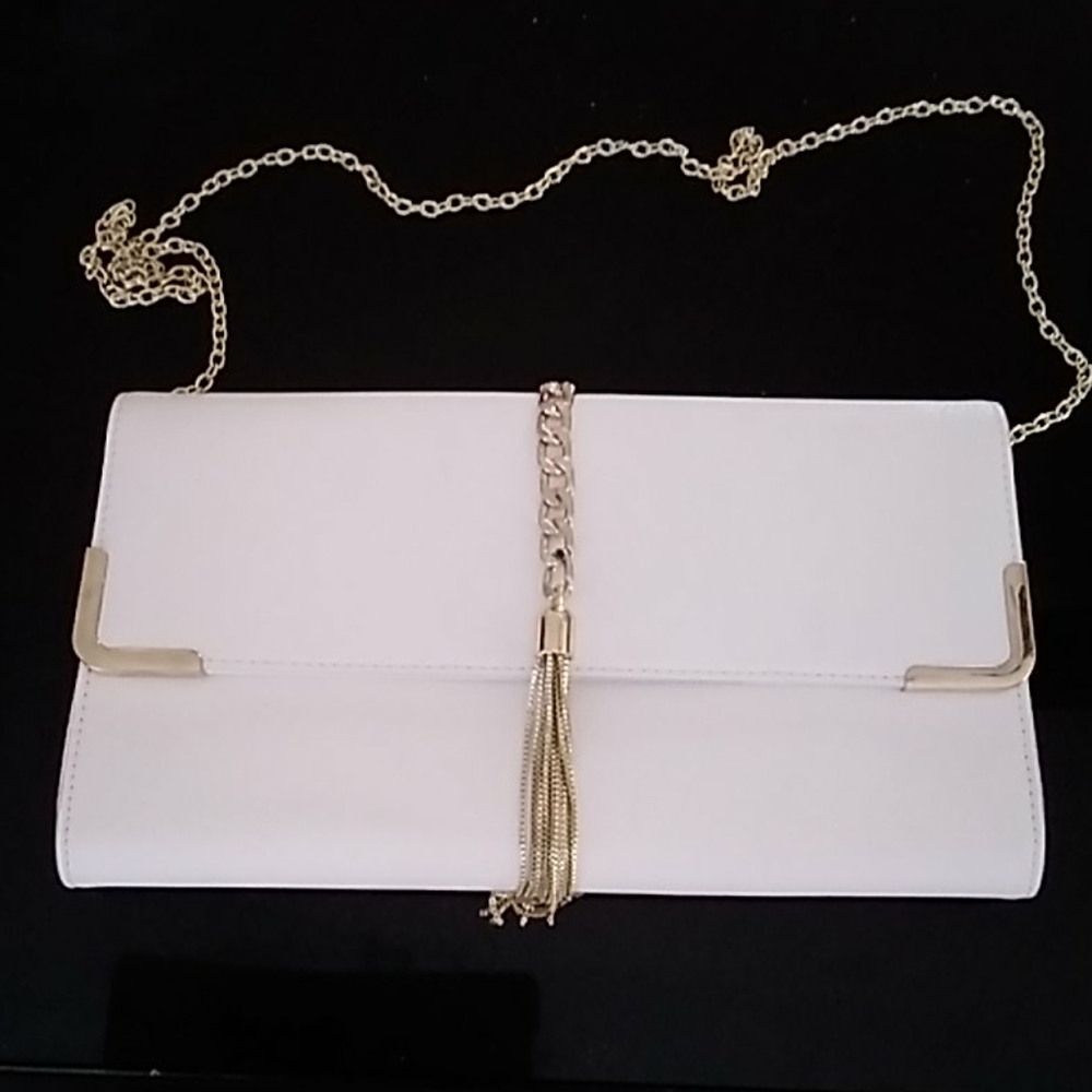 Inc White Clutch with Gold